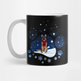 Snow Paw Long Haired German Shepherd Christmas Mug